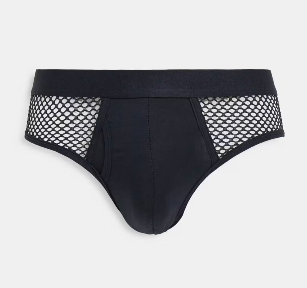 ASOS DESIGN Valentines Wide Mesh Briefs Black Men's Size M